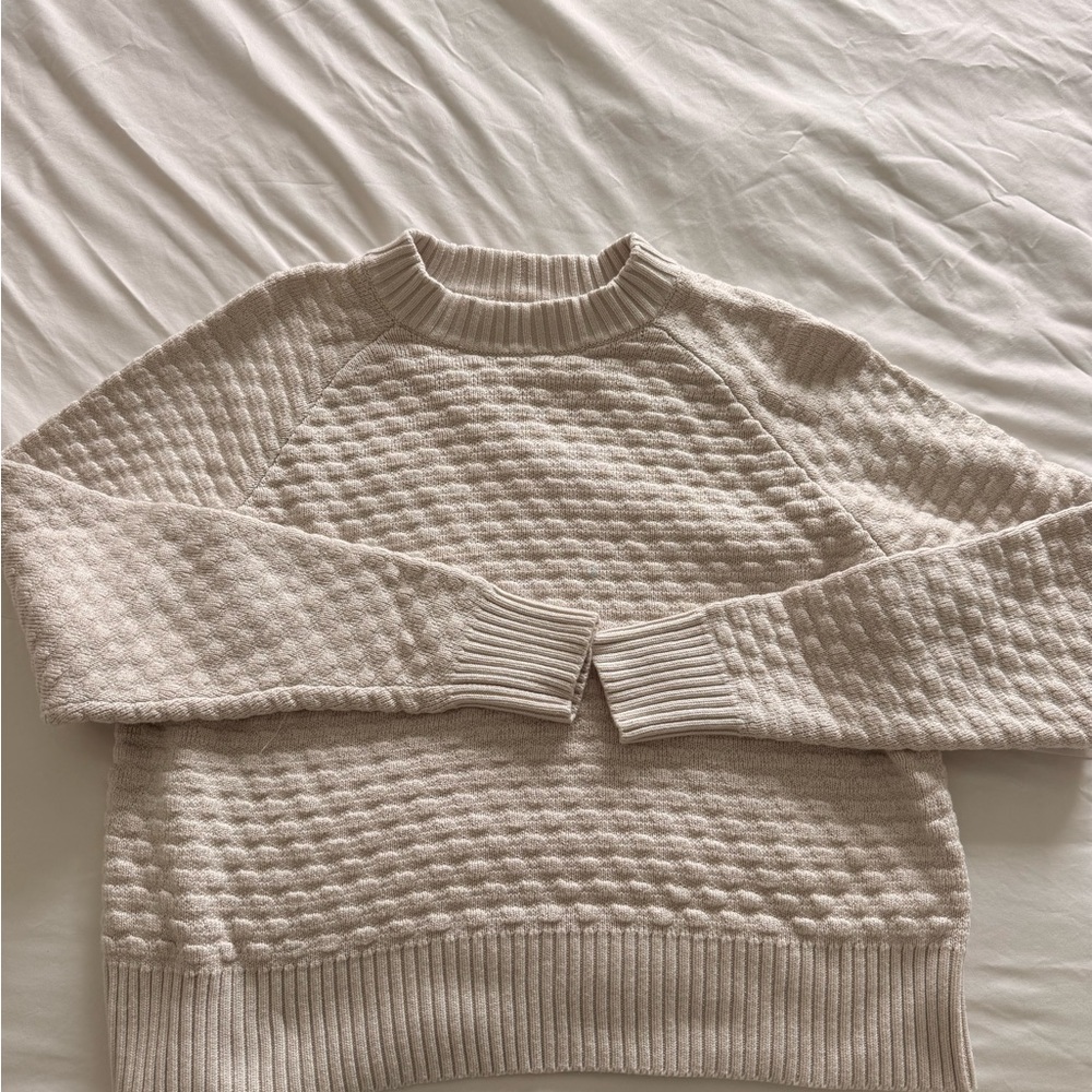 lululemon athletica Cream Waffle-Knit Crew Pullover